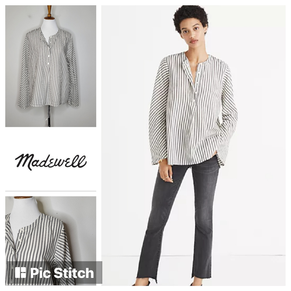 Madewell Striped Flare- Sleeve Shirt Size XL